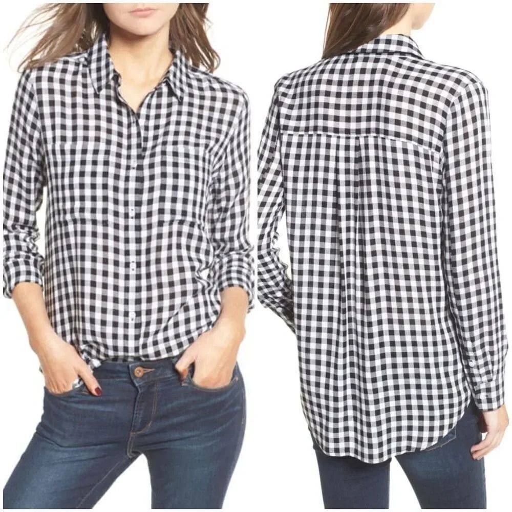 BP The Perfect Shirt Black/White Checkered Sz Med